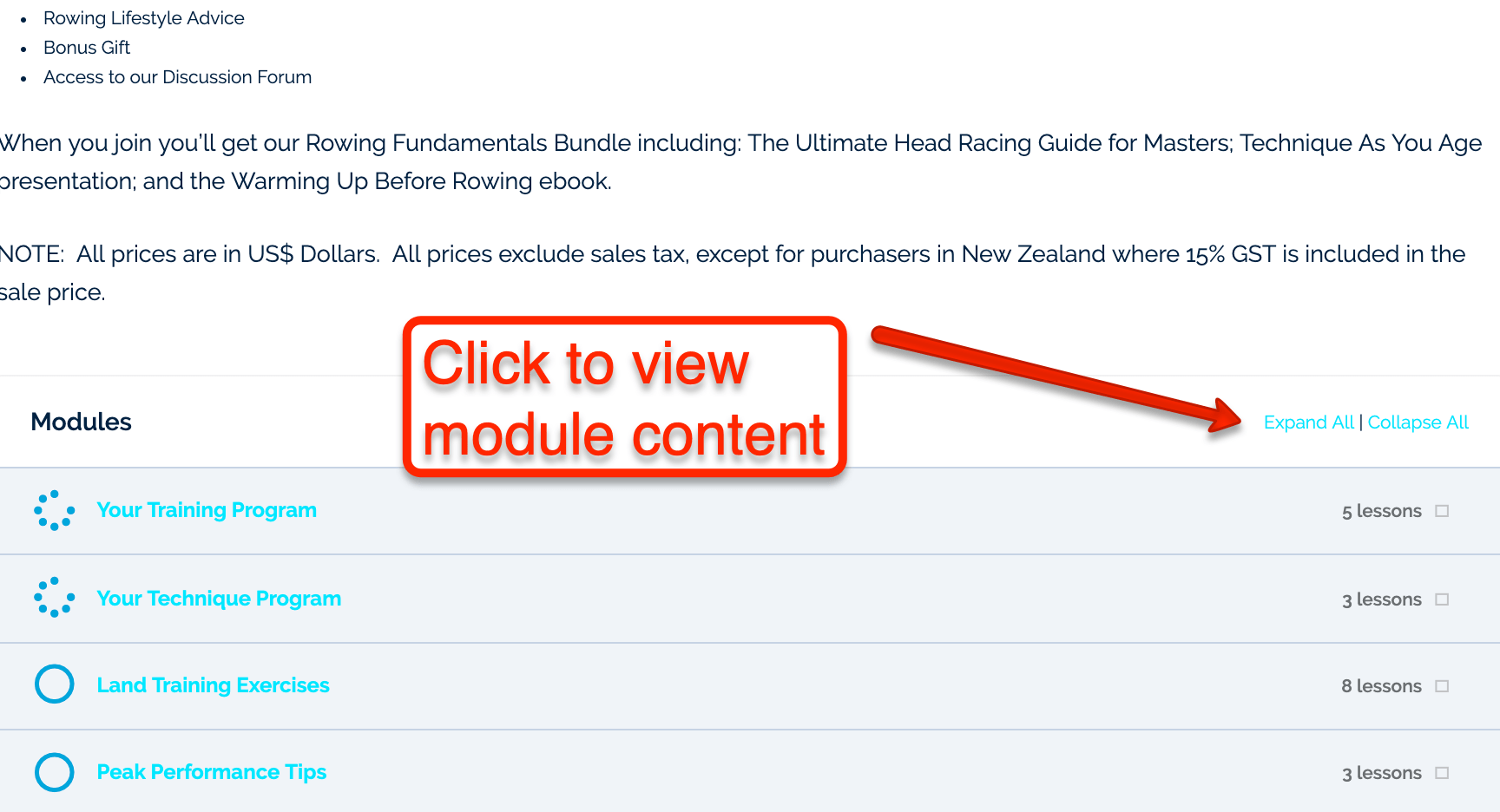 Program module, training program rowing,