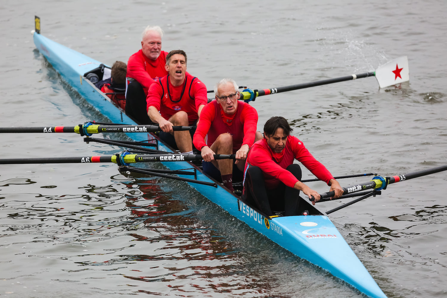 Mens coxed four, masters rowing,