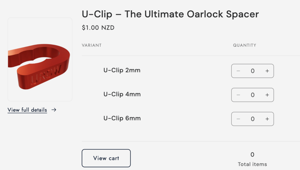 U-row clip to adjust height on rowing boats