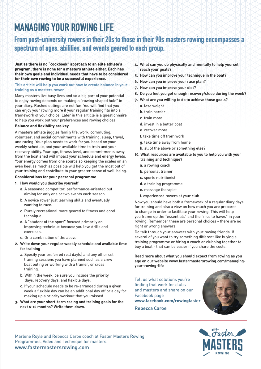 Rowing and Aging each decade - Faster Masters Rowing™