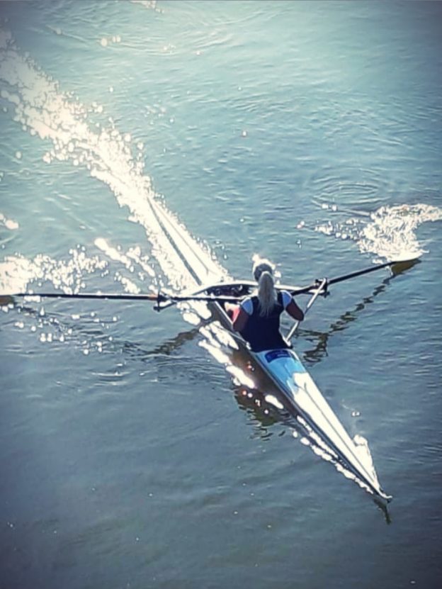 Kirsten Feldman, girl sculling a single