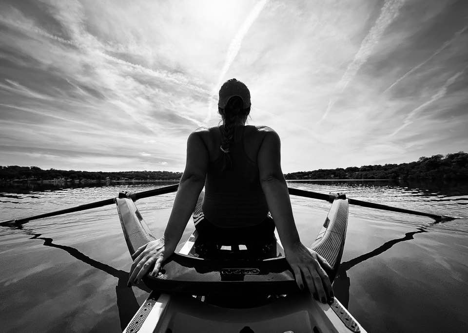 single sculler, resting rower, single scull rear view