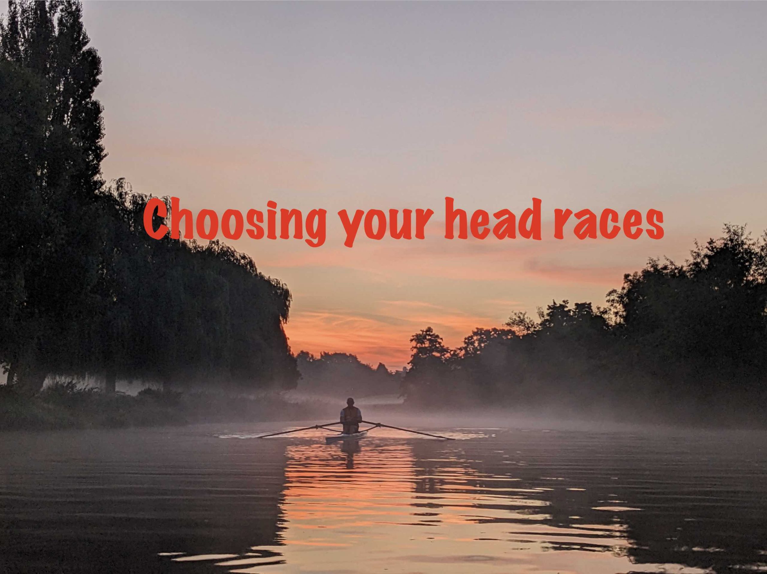 rowing head race, beautiful sunrise river with rowing boat single sculler
